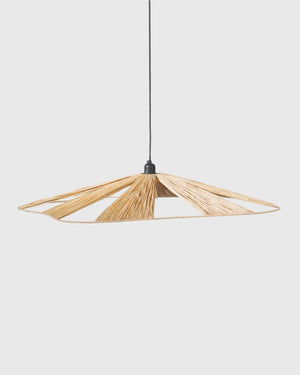 Organic Flat Shade Raffia Pendant