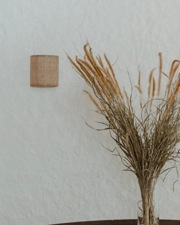 Organic Rattan Half Round Wall Light