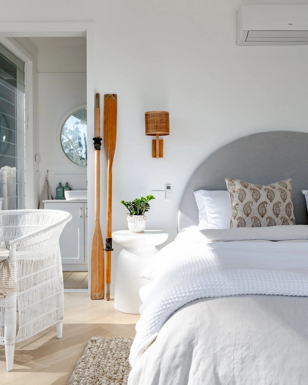 Organic Timber Wall Sconce With Woven Shade