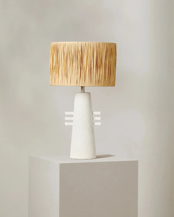 Raffia Shade Sculptural Table Lamp