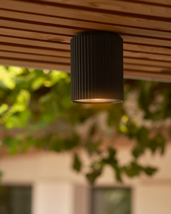 Ribbed Exterior Ceiling Light