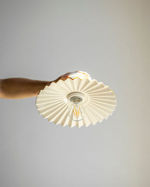 Pleated Plate White Glazed Ceramic Ceiling Light | SALE