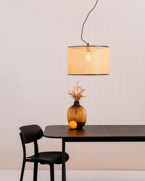 Rattan Cane Drum Pendant Light