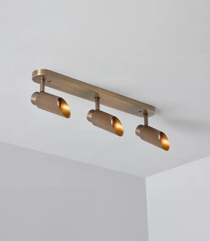 Reeded Metal Triple Ceiling Light