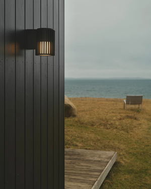 Ribbed Aluminium Cylindrical Wall Light  Outside