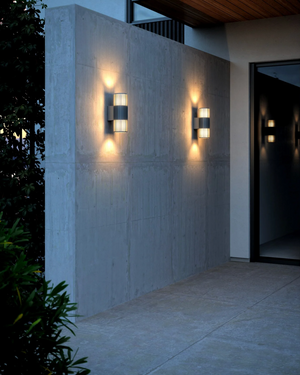 Ribbed Cylindrical Up and Down Wall Light Light on