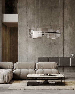 Ribbed Satin Glass Plated Chandelier