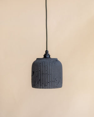 Rounded Ribbed Concrete Pendant Light