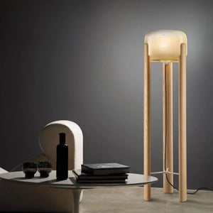 Italian Hand Blown Glass | Floor Lamp | Wooden Base-Floor Lamps-Vistosi (Studio Italia)-Lighting Collective