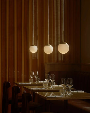 Simplistic Opal Sphere Pendant  Assorted Size in a restaurant