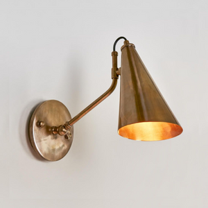 Adjustable Conical Brass Wall Light | Antique Brass