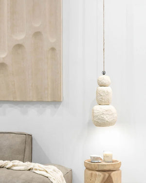 Stacked Pebble Organic Pendant | Lulah | Pendant Above Bedside Table