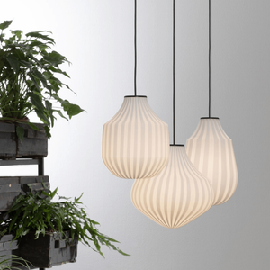 Striped Blown Glass Pendant | Lighting Collective | cluster of three shapes