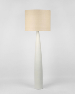 Tall Conical Resin Floor Lamp | Lighting Collective | white base natural shade turned off