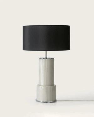 Taupe Lined Glass Table Lamp-Lighting Collective