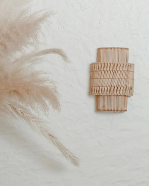 Tiered Rattan Weave Wall Light