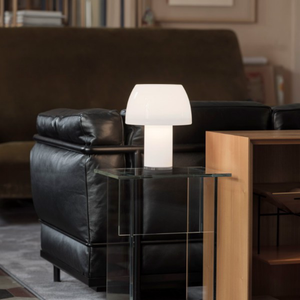 Translucent Glass Portable Table Lamp | Lighting Collective | white in a living room