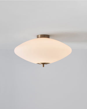 Wide Opal Glass Ceiling Light Antique Brass | Lighting Collective