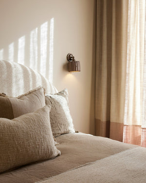 Adjustable Fluted Concrete Wall Light Cocoa in Minimalist Style Bedroom