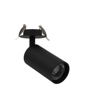 Adjustable recessed LED spotlight in black finish against a white background