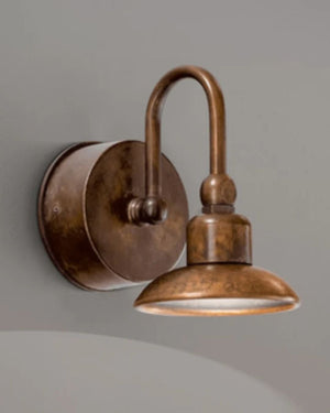 Aged Brass Curved Arm Wall Light