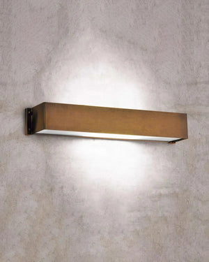 Aged Brass Rectangular Wall Light | Light On | Lighting Collective
