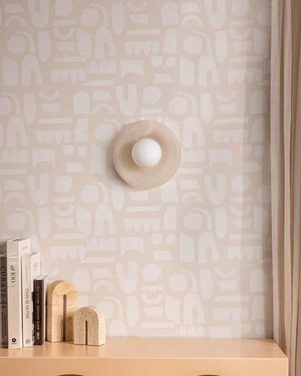 Alabaster Curved Plate Wall Light