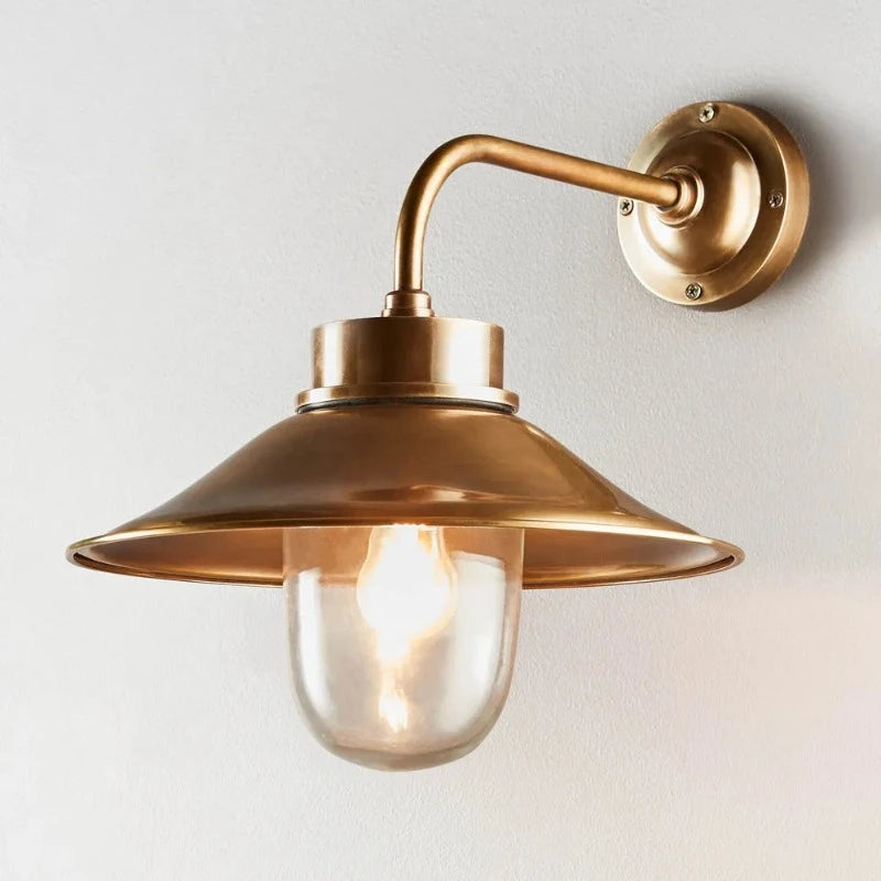 Antique Brass Exterior Light with Shade – Lighting Collective