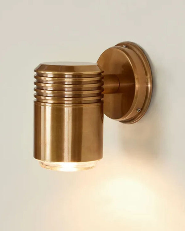 Antique Brass Ribbed Cylindrical Wall Light
