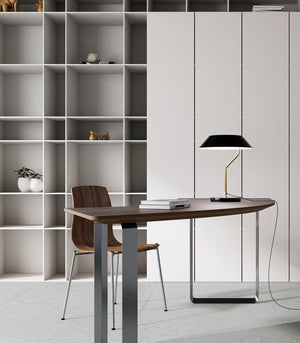 Balanced Black & Synthetic Rattan Table Lamp-Lighting Collective