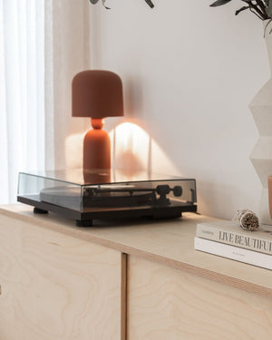 Modern table lamp styled in a minimalist living room