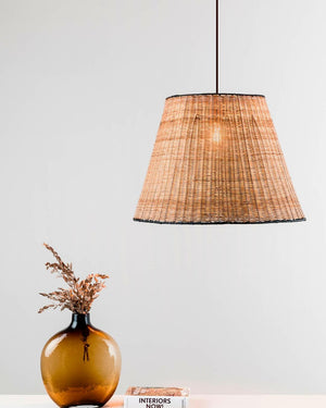 Black and Natural Rattan Pendant Light - Lighting Collective