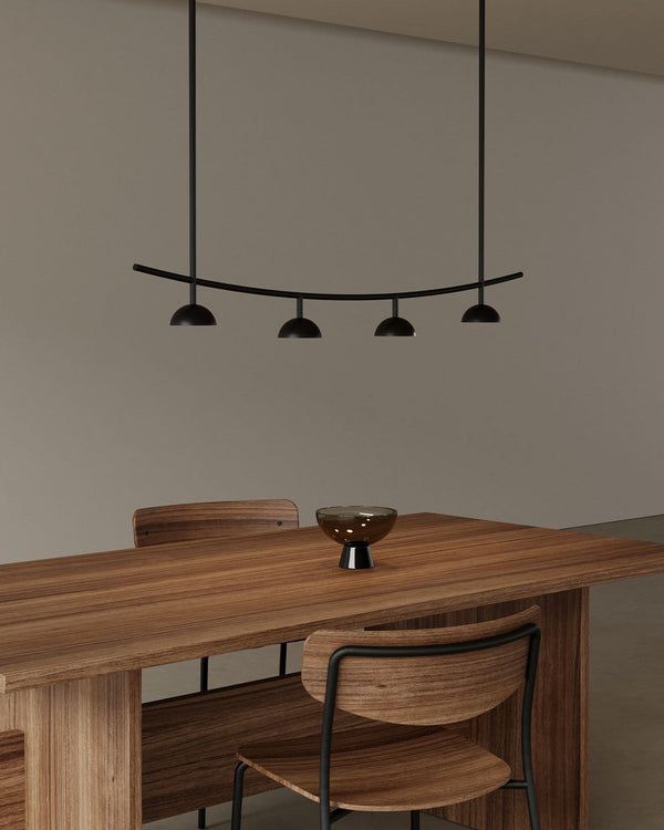 Black Dome Shade Linear Pendant