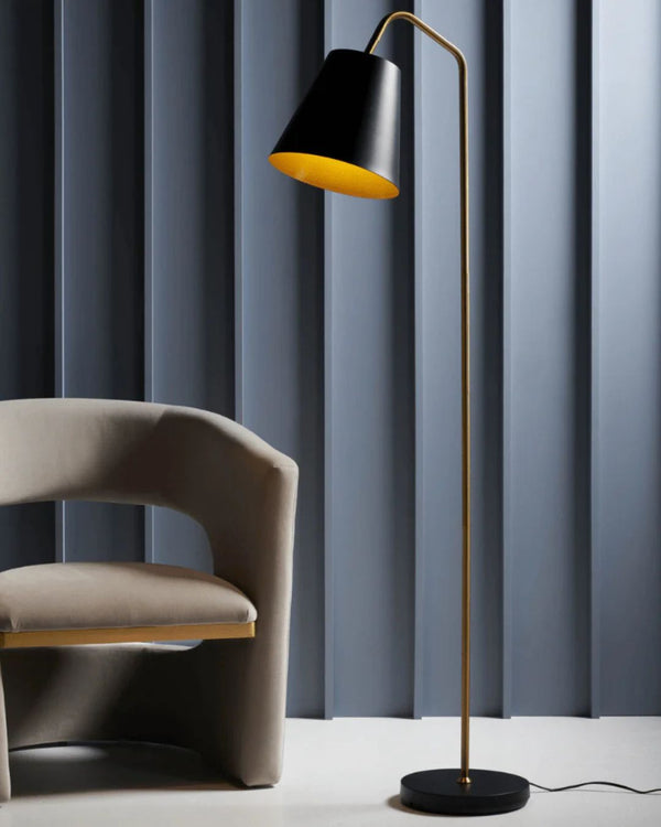 Brass Stem Mid Century Styled Floor Lamp