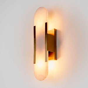 Brushed Gold and Alabaster Oblong Wall Light | Ex-Display | SALE - Lighting Collective