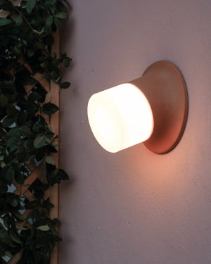 Button Wall Light Installed outdoors light on