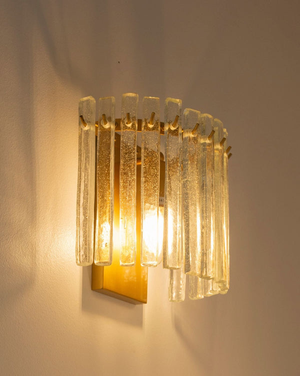 Cascading Brass & Glass Panel Wall Light | Hailu