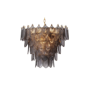 Charcoal Glass Leaf Tiered Chandelier | Lighting Collective