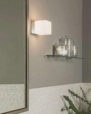 Chrome & Opal Glass Diffuser Cube Wall Light-Lighting Collective