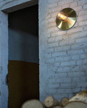 Circular Exterior Wall Light | Brushed Lacquered Brass