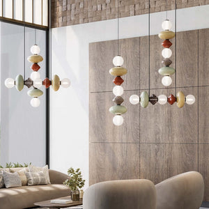 Colourful Stacked Glass Vertical Pendant | Lighting Collective