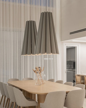 Conical Pleated Timber Pendant