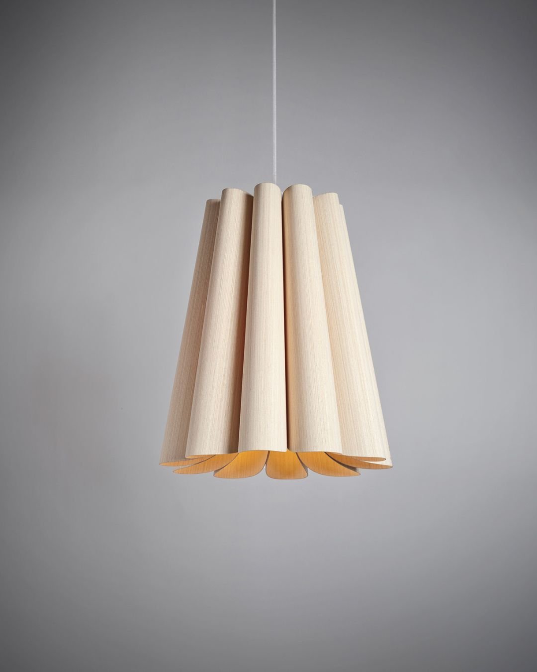 Conical Pleated Timber Pendant Light | Lighting Collective