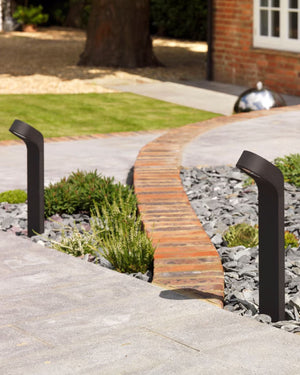 Contemporary L-Curved Black Aluminium Bollard-Lighting Collective