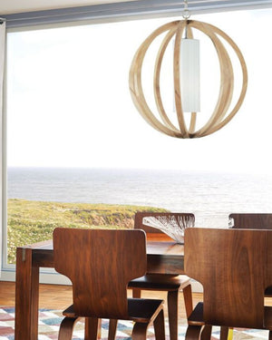 Contemporary Sphere Wood Pendant-Lighting Collective