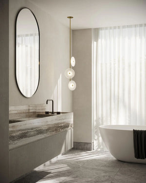 Coral Trio Asymmetrical Pendant Light | 180° | Styled in a Contemporary Bathroom