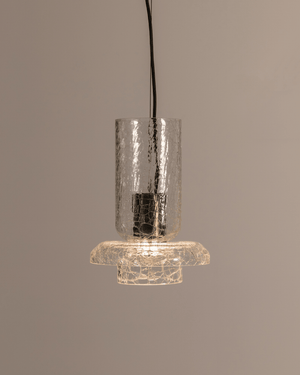 Modern pendant light with textured glass shade on a neutral background by ADesignStudio handmade in Sydney Australia