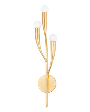 Curved Vintage Gold Leaf Wall Light - Lighting Collective