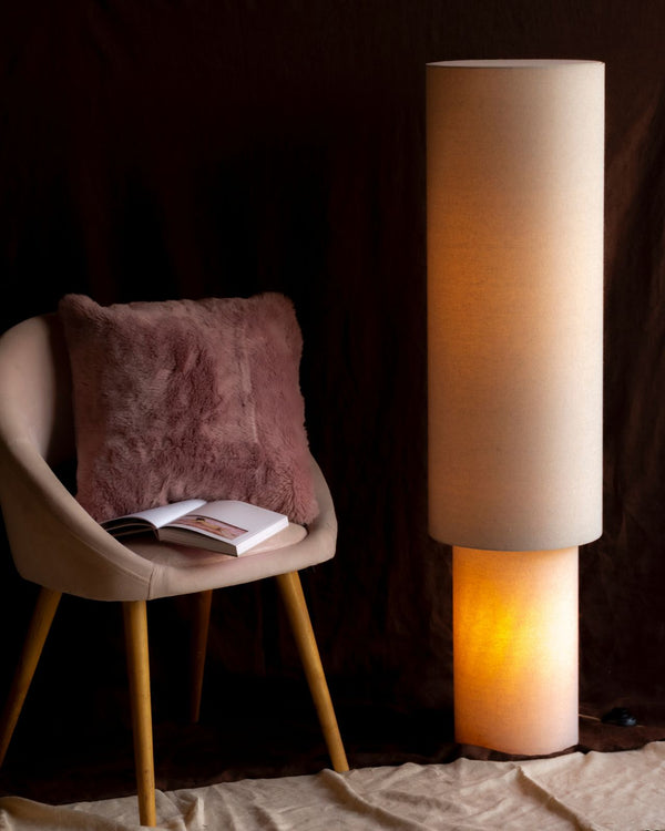 Cylindrical Linen Floor Lamp