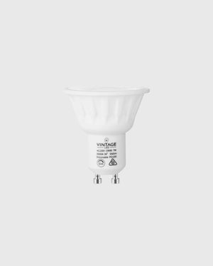 LED gu10 light bulb on a white background